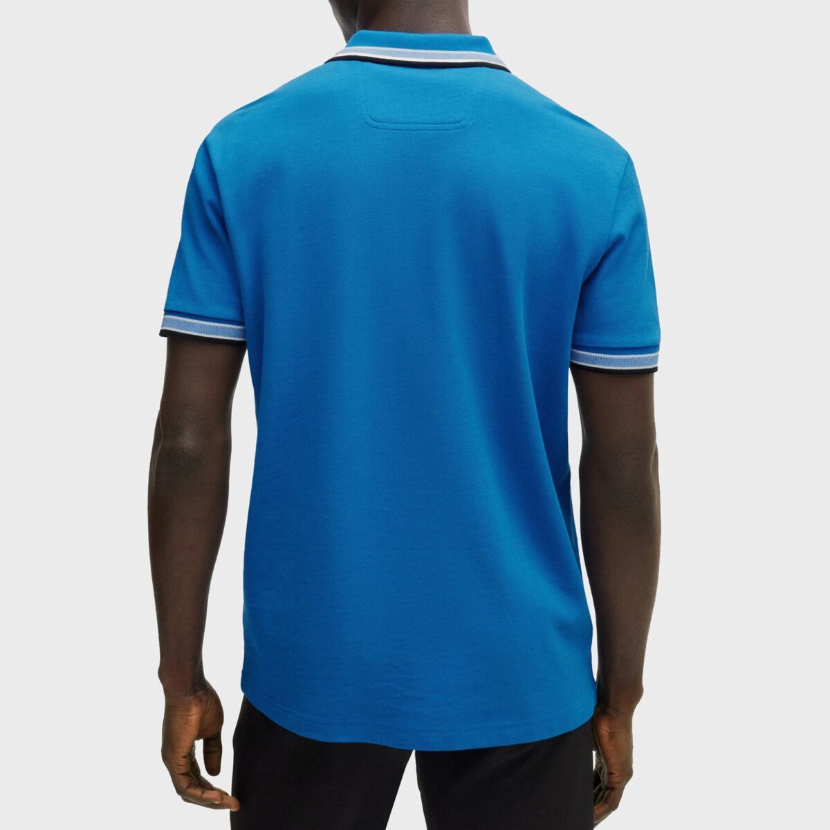 BOSS MAN PADDY POLO SHIRT IN COTTON PIQUE WITH LOGO UNDERCOLLAR MEDIUM BLUE - Image 2