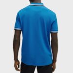 BOSS MAN PADDY POLO SHIRT IN COTTON PIQUE WITH LOGO UNDERCOLLAR MEDIUM BLUE - Image 2