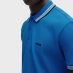 BOSS MAN PADDY POLO SHIRT IN COTTON PIQUE WITH LOGO UNDERCOLLAR MEDIUM BLUE - Image 3