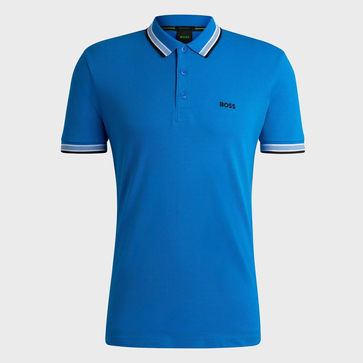 BOSS MAN PADDY POLO SHIRT IN COTTON PIQUE WITH LOGO UNDERCOLLAR MEDIUM BLUE - Image 4