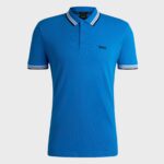 BOSS MAN PADDY POLO SHIRT IN COTTON PIQUE WITH LOGO UNDERCOLLAR MEDIUM BLUE - Image 4