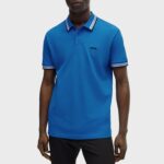 BOSS MAN PADDY POLO SHIRT IN COTTON PIQUE WITH LOGO UNDERCOLLAR MEDIUM BLUE