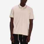 BOSS MAN SLIM FIT POLO IN COTTON WITH STRIPED COLLAR OPEN WHITE