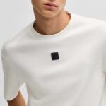 HUGO MEN INTERLOCK-COTTON REGULAR-FIT T-SHIRT DALILE WITH STACKED LOGO NATURAL - Image 2