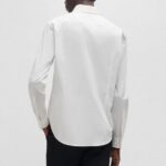 HUGO MEN SLIM-FIT SHIRT IN STRETCH COTTON WITH STACKED LOGO OPEN WHITE - Image 2