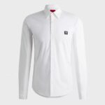 HUGO MEN SLIM-FIT SHIRT IN STRETCH COTTON WITH STACKED LOGO OPEN WHITE - Image 5
