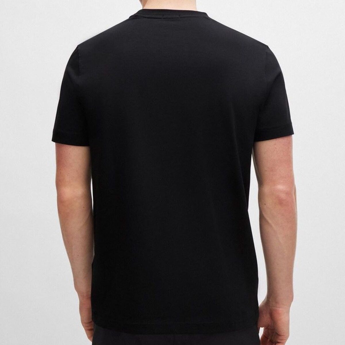 BOSS MEN REGULAR FIT T-SHIRT IN STRETCH COTTON WITH CONTRAST LOGO BLACK - Image 2