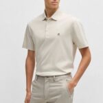 BOSS MAN MERCERISED COTTON POLO SHIRT WITH DOUBLE MONOGRAM WHITE