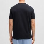 BOSS MEN COTTON JERSEY T-SHIRT WITH LARGE LOGO DARK BLUE - Image 2