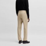 BOSS MEN H-KAITO SLIM-FIT WASHABLE TROUSERS IN MICRO PATTERNED STRETCH FABRIC LIGHT BEIGE - Image 2
