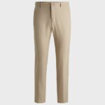 BOSS MEN H-KAITO SLIM-FIT WASHABLE TROUSERS IN MICRO PATTERNED STRETCH FABRIC LIGHT BEIGE - Image 5