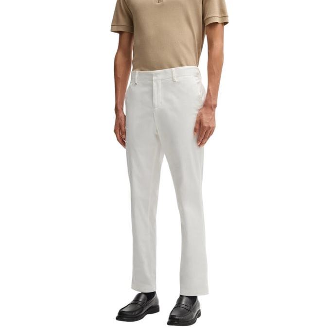 50534612-100-1 BOSS MEN C-GENIUS SLIM-FIT TROUSERS WASHABLE STRETCH COTTON WHITE - Image 1