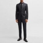 BOSS MEN SLIM-FIT SUIT IN A MICRO PATTERNED WOOL BLEND BLACK