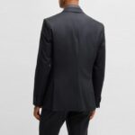 BOSS MEN SLIM-FIT SUIT IN A MICRO PATTERNED WOOL BLEND BLACK - Image 5