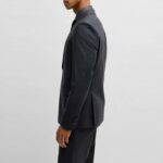 BOSS MEN SLIM-FIT SUIT IN A MICRO PATTERNED WOOL BLEND BLACK - Image 6