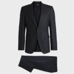 BOSS MEN SLIM-FIT SUIT IN A MICRO PATTERNED WOOL BLEND BLACK - Image 2