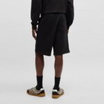 HUGO MEN COTTON-TERRY SHORTS WITH EMBROIDERED LOGO BLACK - Image 2