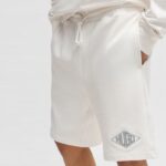 HUGO MEN COTTON-TERRY SHORTS WITH EMBROIDERED LOGO WHITE - Image 2
