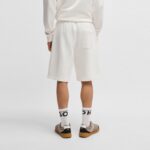 HUGO MEN COTTON-TERRY SHORTS WITH EMBROIDERED LOGO WHITE - Image 3