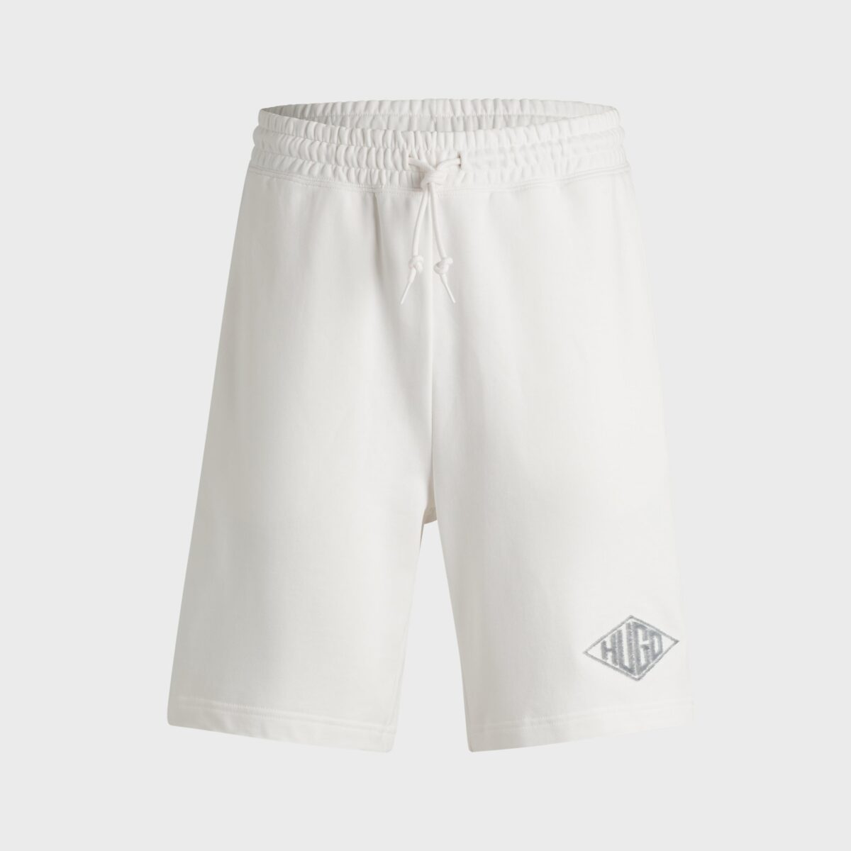 HUGO MEN COTTON-TERRY SHORTS WITH EMBROIDERED LOGO WHITE - Image 5