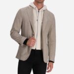BOSS MEN C-HANDRY SLIM-FIT HOODIED BLAZER LIGHT BEIGE