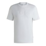 BOSS MEN C-THOMPSON COTTON JERSEY T-SHIRT WITH LARGE LOGO WHITE - Image 4