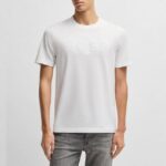 BOSS MEN C-THOMPSON COTTON JERSEY T-SHIRT WITH LARGE LOGO WHITE