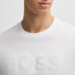 BOSS MEN C-THOMPSON COTTON JERSEY T-SHIRT WITH LARGE LOGO WHITE - Image 3