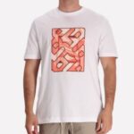 BOSS MEN H-TAUT COTTON JERSEY T-SHIRT WITH PHOTO PRINT WHITE