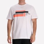 BOSS MEN RELAXED FIT T-SHIRT IN STRETCH FABRIC WITH LOGO ARTWORK WHITE