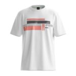 BOSS MEN RELAXED FIT T-SHIRT IN STRETCH FABRIC WITH LOGO ARTWORK WHITE - Image 3