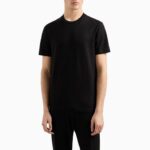 EMPORIO ARMANI JERSEY T-SHIRT WITH ALL OVER JACQUARD EAGLE BLACK