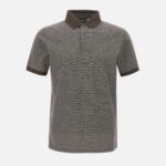 EMPORIO ARMANI MEN JERSEY POLO SHIRT WITH ALL-OVER JACQUARD LETTERING BROWN