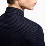 EMPORIO ARMANI MEN ASV LYOCELL-BLEND JERSEY SHIRT WITH ALL-OVER FLOCKED LOGO LETTERING NAVY ALLOVE - Image 3