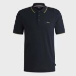 BOSS MAN COTTON PIQUE POLO SHIRT WITH LOGO DETAIL NAVY - Image 5