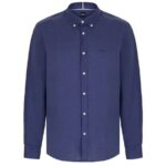 BOSS MEN H-LIAM REGULAR FIT LINEN SHIRT DARK BLUE - Image 5