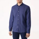 BOSS MEN H-LIAM REGULAR FIT LINEN SHIRT DARK BLUE