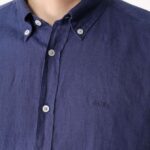 BOSS MEN H-LIAM REGULAR FIT LINEN SHIRT DARK BLUE - Image 3