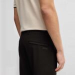 BOSS MEN SLIM FIT TROUSERS IN WATER REPELLENT STRETCH FABRIC BLACK - Image 3