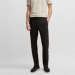 BOSS MEN SLIM FIT TROUSERS IN WATER REPELLENT STRETCH FABRIC BLACK