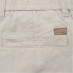 BOSS MEN SLIM-FIT LINEN SHORTS LIGHT BEIGE - Image 3