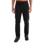 BOSS MEN REGULAR FIT TROUSERS IN A COMFORT STRETCH LINEN BLEND BLACK