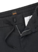 BOSS MEN REGULAR FIT TROUSERS IN A COMFORT STRETCH LINEN BLEND BLACK - Image 4