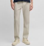 BOSS MEN SANDERSON L REGULAR FIT TROUSERS IN A COMFORT STRETCH LINEN BLEND LIGHT BEIGE - Image 4