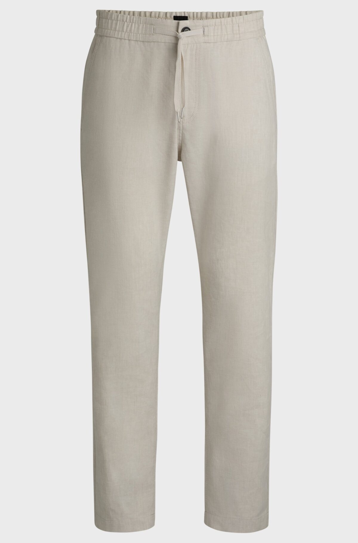 BOSS MEN SANDERSON L REGULAR FIT TROUSERS IN A COMFORT STRETCH LINEN BLEND LIGHT BEIGE - Image 6