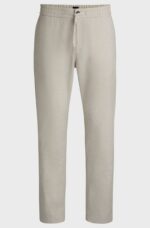 BOSS MEN SANDERSON L REGULAR FIT TROUSERS IN A COMFORT STRETCH LINEN BLEND LIGHT BEIGE - Image 6