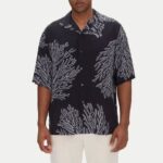 BOSS MEN LAPISY PRINTED SHORT SLEEVE SHIRT DARK BLUE