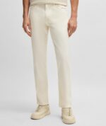 BOSS MEN H RE MAINE5 REGULAR FIT TROUSERS IN STRETCH COTTON TWILL OPEN WHITE - Image 4
