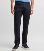 BOSS MEN H RE MAINE5 REGULAR FIT TROUSERS IN STRETCH COTTON TWILL DARK BLUE - Image 3