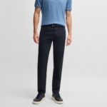 BOSS MEN H RE MAINE5 REGULAR FIT TROUSERS IN STRETCH COTTON TWILL DARK BLUE